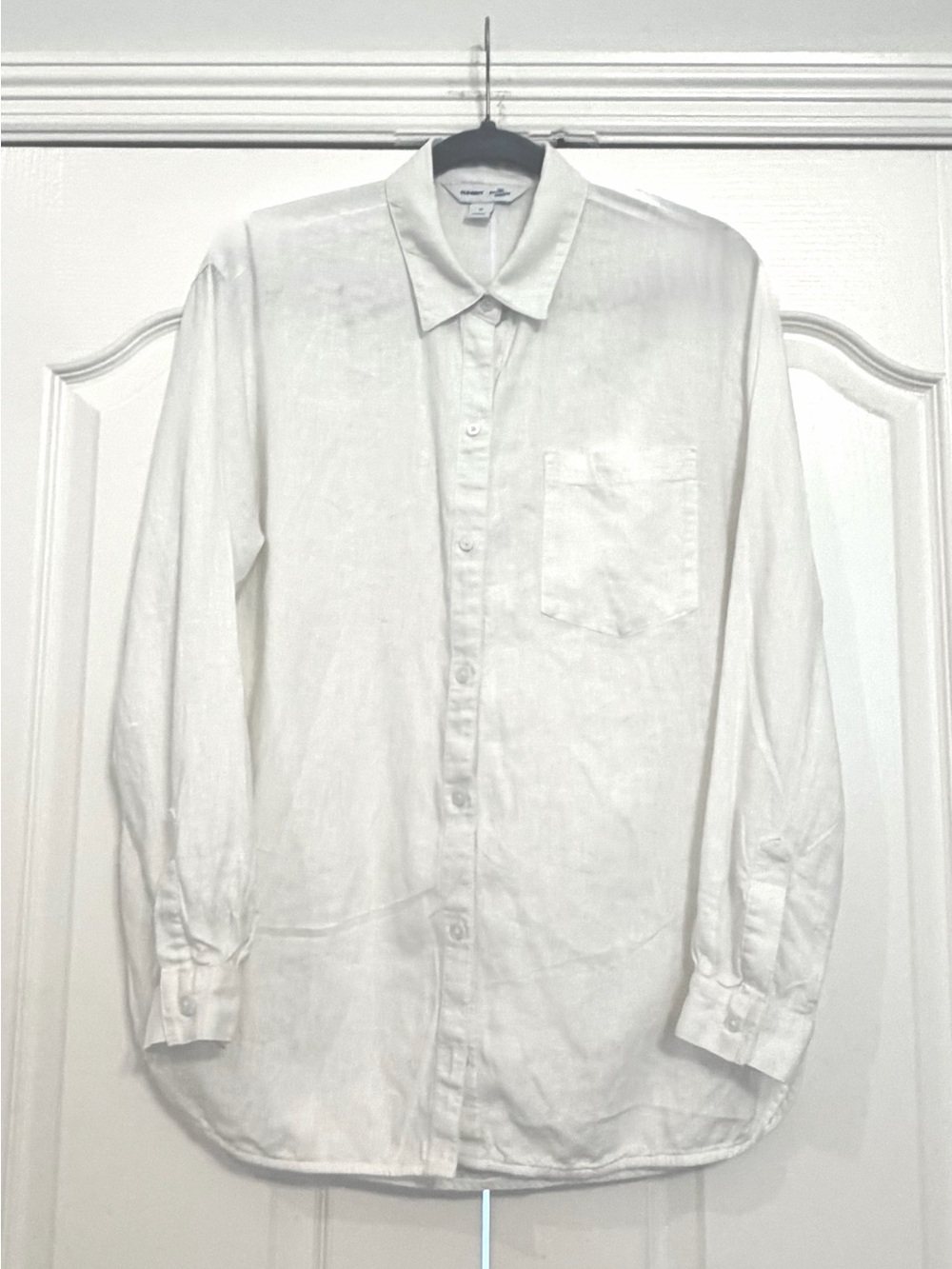 Old Navy White Button-Down Linen Blend Shirt Sz M - Picture 2 of 3